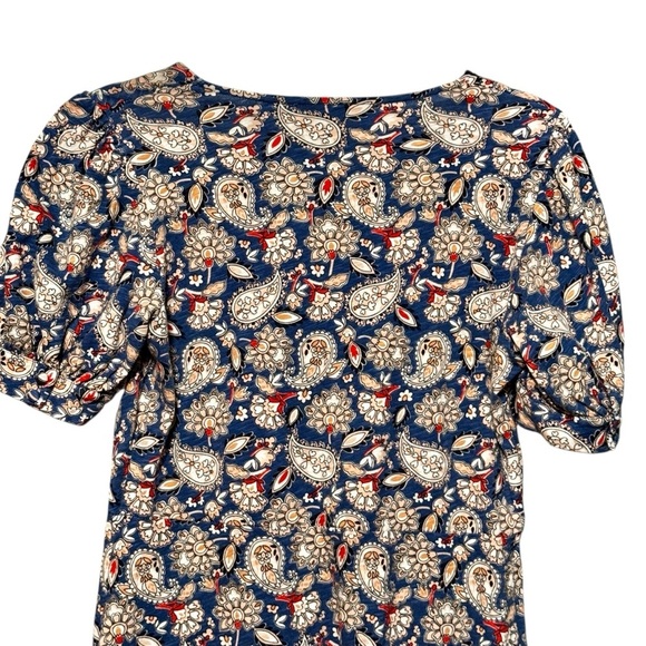 Boden Jersey Puff Sleeve V-Neckline Paisley Print Mini Dress - Picture 10 of 16